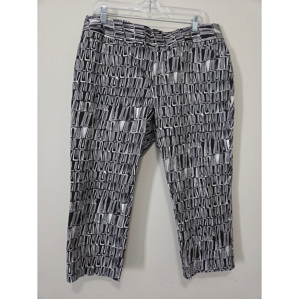 Coldwater Creek Natural Fit Black White Geometric Crop Pants Size 14 V101462